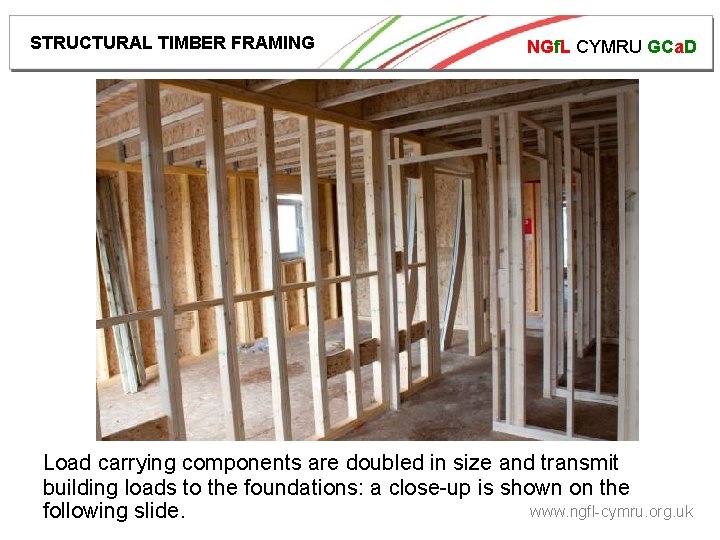 STRUCTURAL TIMBER FRAMING NGf. L CYMRU GCa. D Load carrying components are doubled in