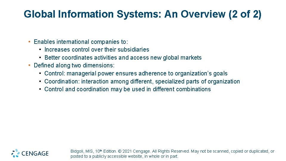 Global Information Systems: An Overview (2 of 2) • Enables international companies to: • Global Information Systems: An Overview (2 of 2) • Enables international companies to: •
