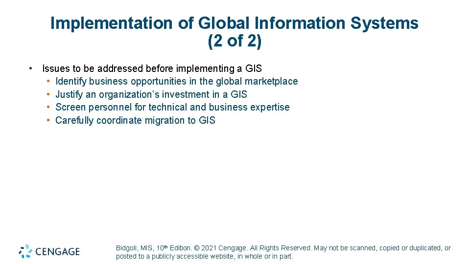 Implementation of Global Information Systems (2 of 2) • Issues to be addressed before Implementation of Global Information Systems (2 of 2) • Issues to be addressed before