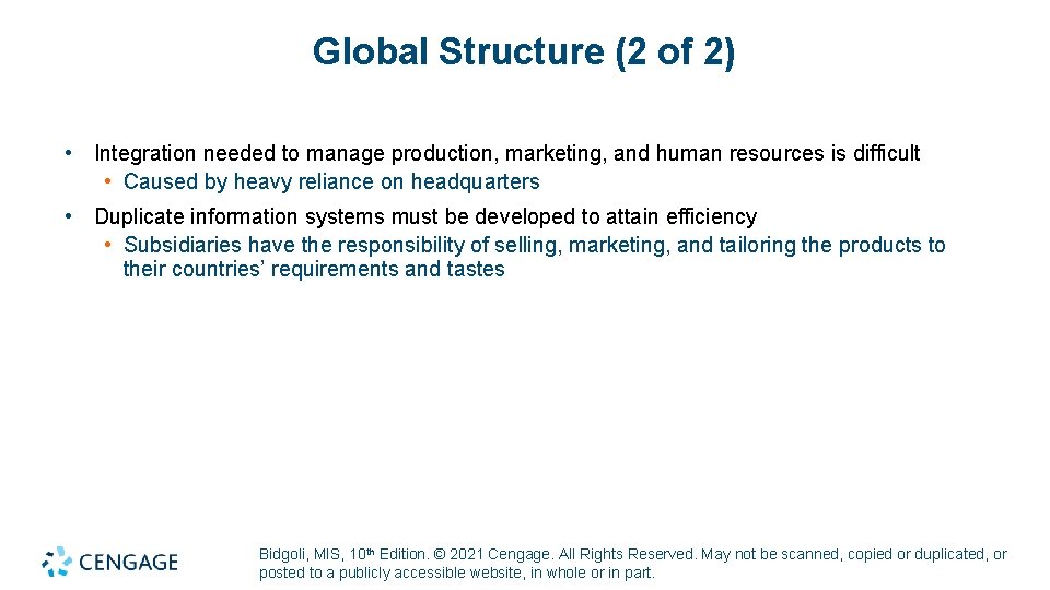 Global Structure (2 of 2) • Integration needed to manage production, marketing, and human Global Structure (2 of 2) • Integration needed to manage production, marketing, and human