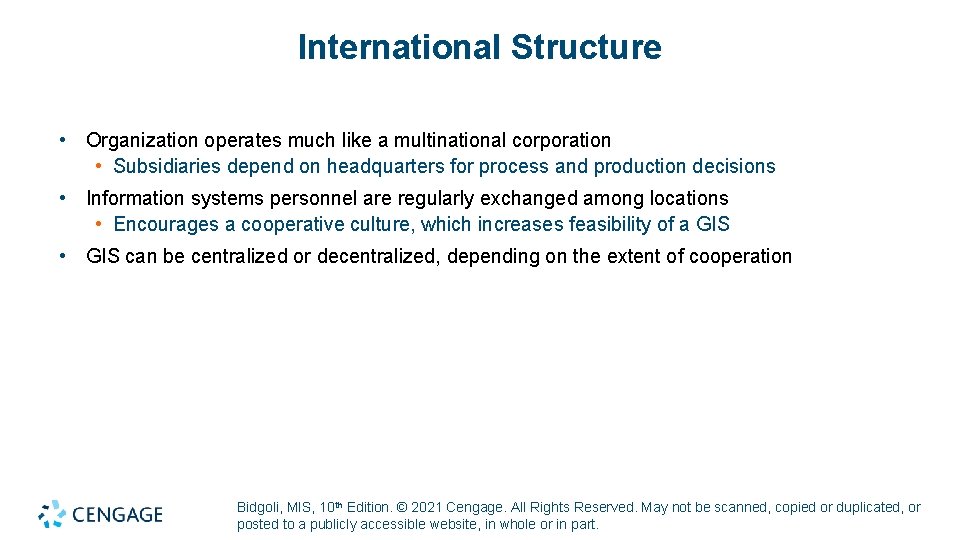 International Structure • Organization operates much like a multinational corporation • Subsidiaries depend on International Structure • Organization operates much like a multinational corporation • Subsidiaries depend on