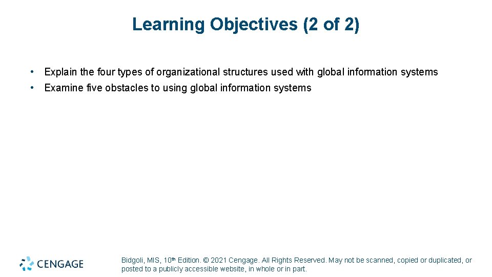 Learning Objectives (2 of 2) • Explain the four types of organizational structures used Learning Objectives (2 of 2) • Explain the four types of organizational structures used
