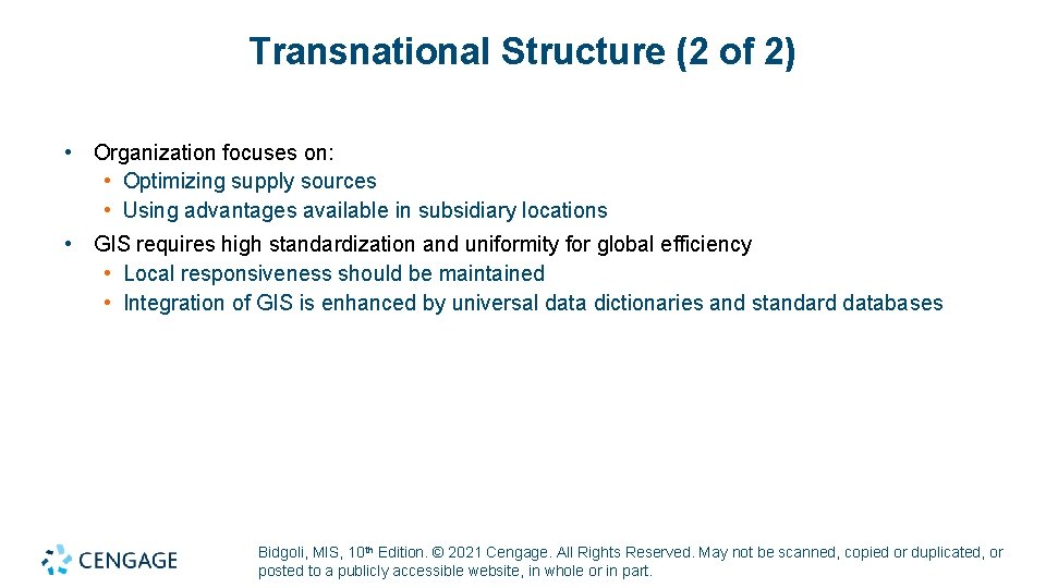 Transnational Structure (2 of 2) • Organization focuses on: • Optimizing supply sources • Transnational Structure (2 of 2) • Organization focuses on: • Optimizing supply sources •