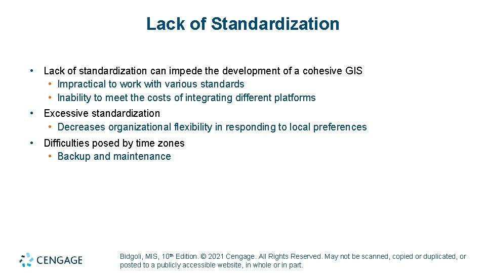 Lack of Standardization • Lack of standardization can impede the development of a cohesive Lack of Standardization • Lack of standardization can impede the development of a cohesive