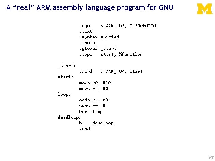A “real” ARM assembly language program for GNU. equ. text. syntax. thumb. global. type