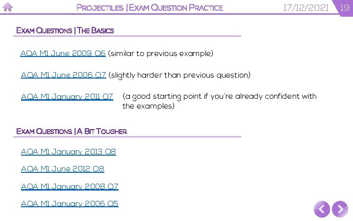 PROJECTILES | EXAM QUESTION PRACTICE 17/12/2021 EXAM QUESTIONS | THE BASICS AQA M 1