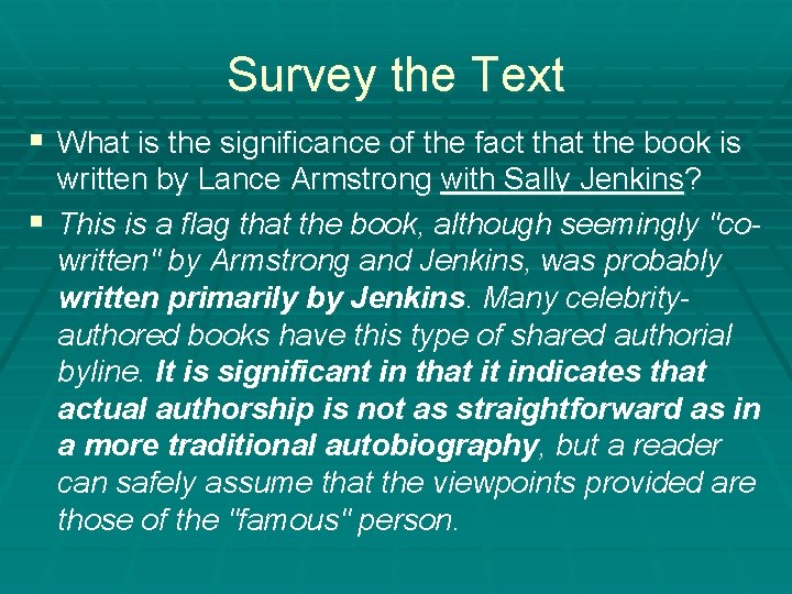 Survey the Text § What is the significance of the fact that the book