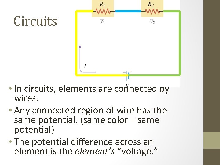 Circuits • In circuits, elements are connected by wires. • Any connected region of Circuits • In circuits, elements are connected by wires. • Any connected region of