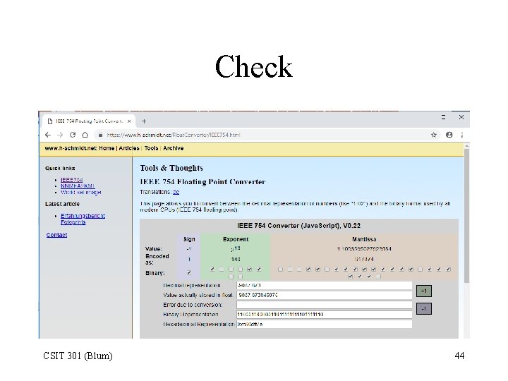 Check CSIT 301 (Blum) 44 