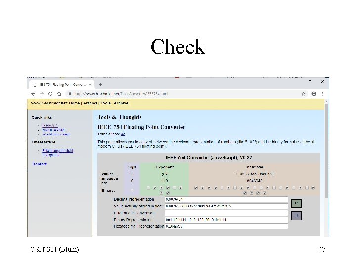 Check CSIT 301 (Blum) 47 