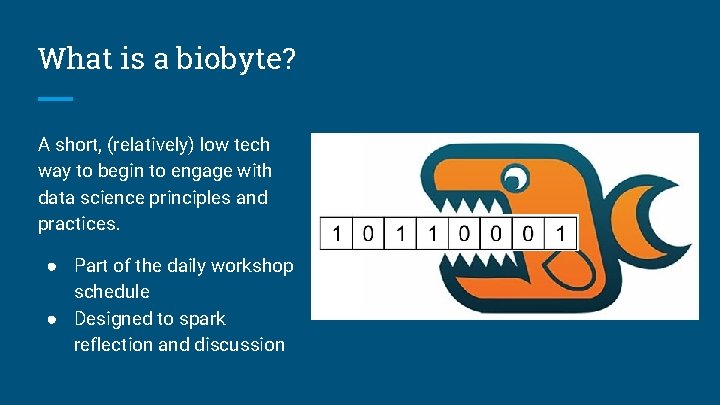 What is a biobyte? A short, (relatively) low tech way to begin to engage What is a biobyte? A short, (relatively) low tech way to begin to engage