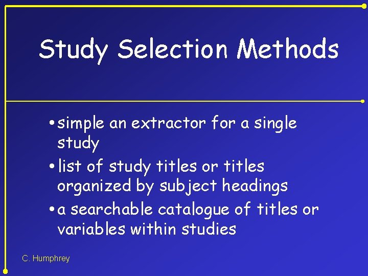 Study Selection Methods simple an extractor for a single study list of study titles