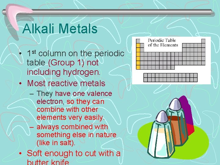 Alkali Metals • 1 st column on the periodic table (Group 1) not including