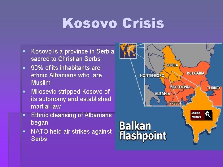 Kosovo Crisis § Kosovo is a province in Serbia sacred to Christian Serbs §