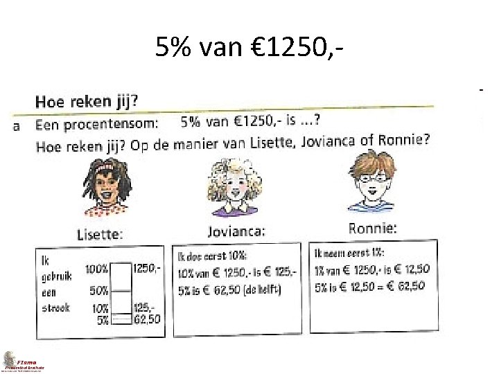 5% van € 1250, - 