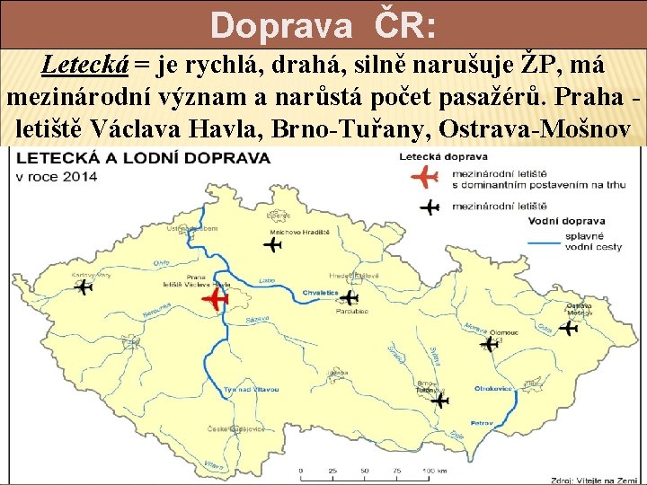 Doprava ČR: Letecká = je rychlá, drahá, silně narušuje ŽP, má mezinárodní význam a