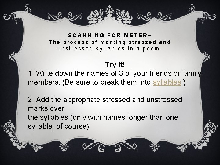 METER The heartbeat of a poem METER v