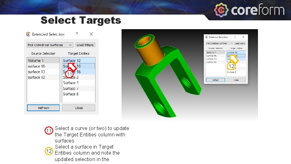 Select Targets 12 11 11 Select a curve (or two) to update the Target