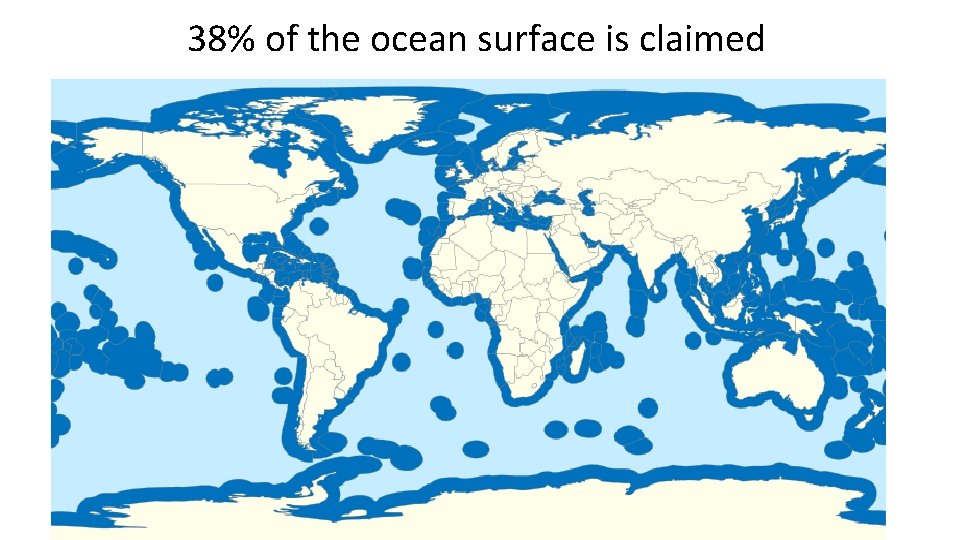 38% of the ocean surface is claimed 