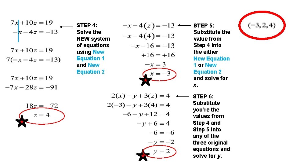 STEP 4: Solve the NEW system of equations using New Equation 1 and New