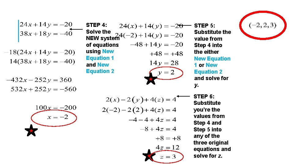 STEP 4: Solve the NEW system of equations using New Equation 1 and New