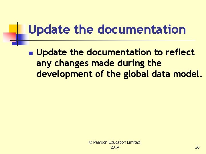 Update the documentation n Update the documentation to reflect any changes made during the