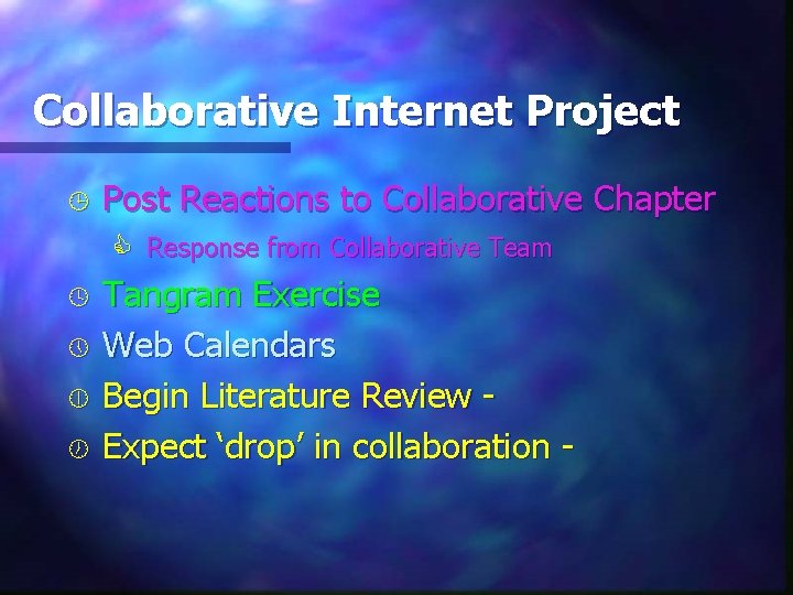 Collaborative Internet Project ¹ Post Reactions to Collaborative Chapter C Response from Collaborative Team