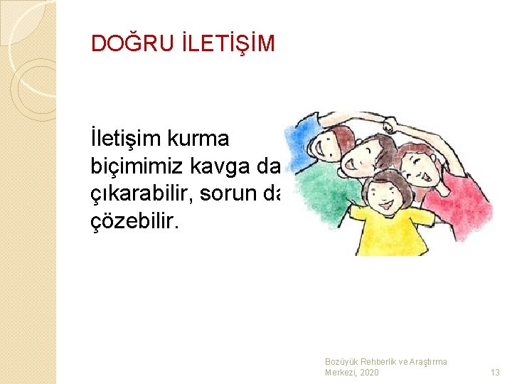 DOĞRU İLETİŞİM İletişim kurma biçimimiz kavga da çıkarabilir, sorun da çözebilir. Bozüyük Rehberlik ve