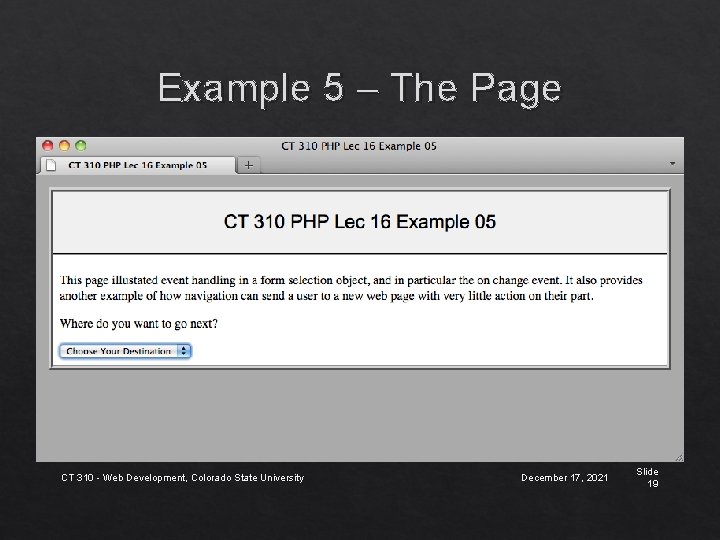 Example 5 – The Page CT 310 - Web Development, Colorado State University December
