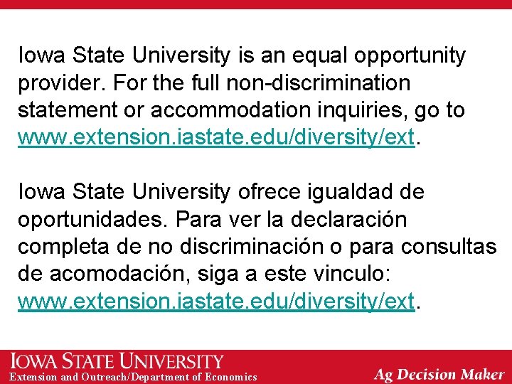 Iowa State University is an equal opportunity provider. For the full non-discrimination statement or