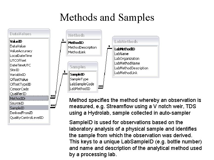 Methods and Samples Method specifies the method whereby an observation is measured, e. g.