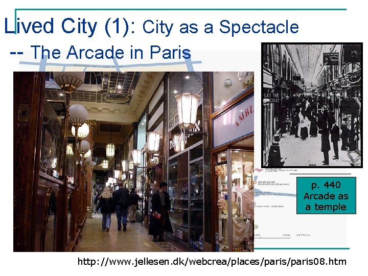 Lived City (1): City as a Spectacle -- The Arcade in Paris p. 440