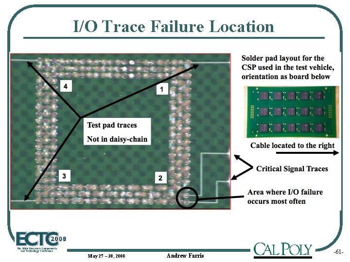 I/O Trace Failure Location May 27 – 30, 2008 Andrew Farris Add Company Logo