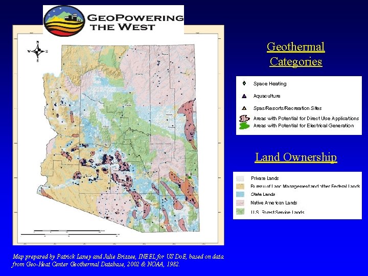 Geothermal Categories Land Ownership Map prepared by Patrick Laney and Julie Brizzee, INEEL for