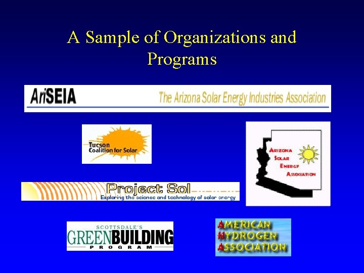A Sample of Organizations and Programs 