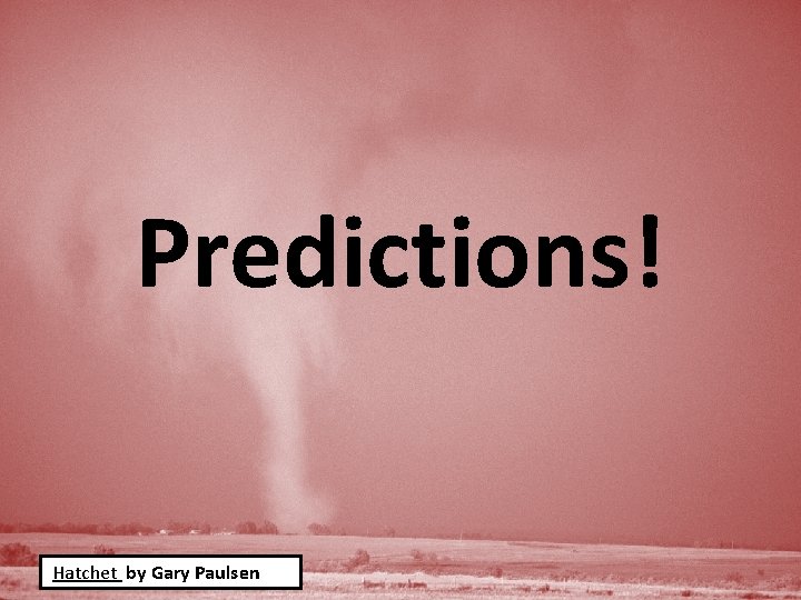 Predictions! Hatchet by Gary Paulsen 