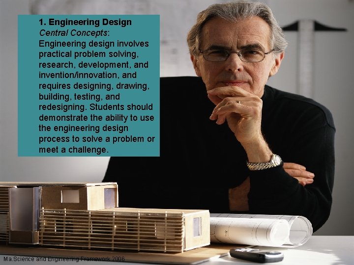 1. Engineering Design Central Concepts: Engineering design involves practical problem solving, research, development, and