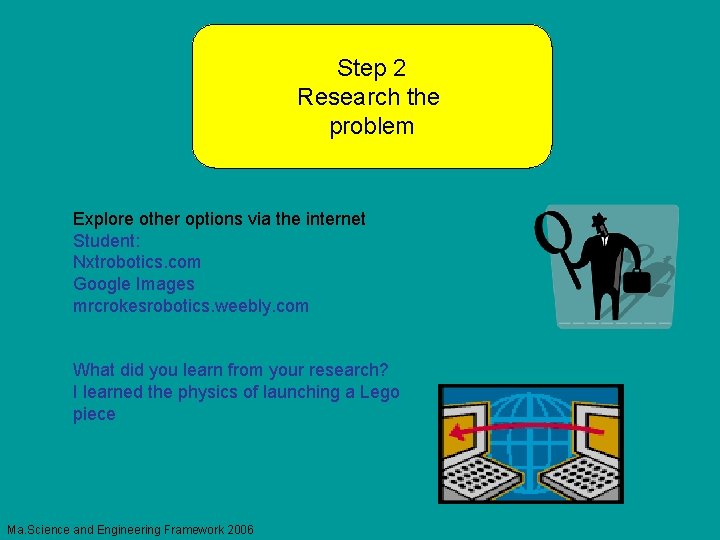 Step 2 Research the problem Explore other options via the internet Student: Nxtrobotics. com
