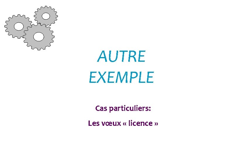 AUTRE EXEMPLE Cas particuliers: Les vœux « licence » 