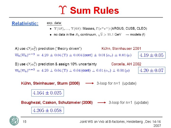 Sum Rules Relativistic: Kühn, Steinhauser, Sturm (2006) Boughezal, Czakon, Schutzmeier (2006) 15 3 -loop