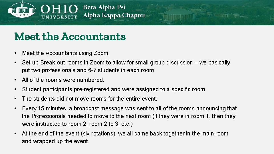 Beta Alpha Psi Alpha Kappa Chapter Meet the Accountants • Meet the Accountants using