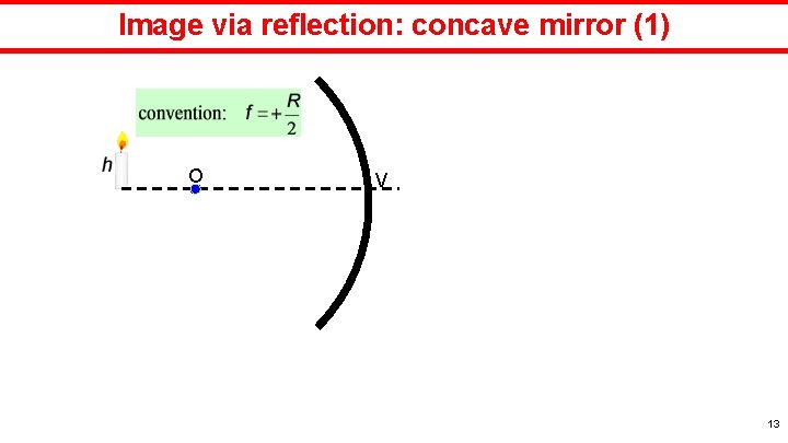 Image via reflection: concave mirror (1) O V 13 