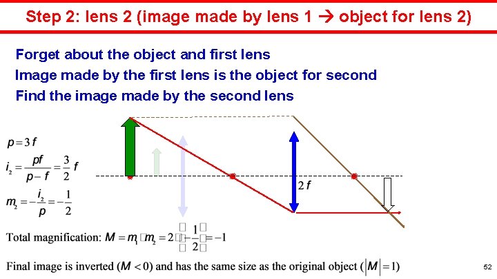 Step 2: lens 2 (image made by lens 1 object for lens 2) Forget