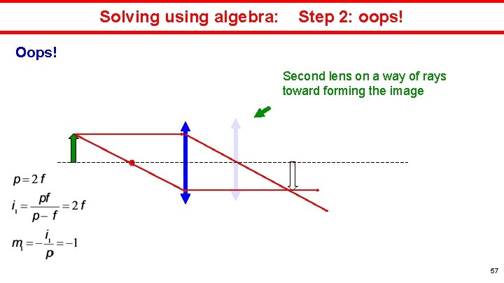Solving using algebra: Step 2: oops! Oops! Second lens on a way of rays