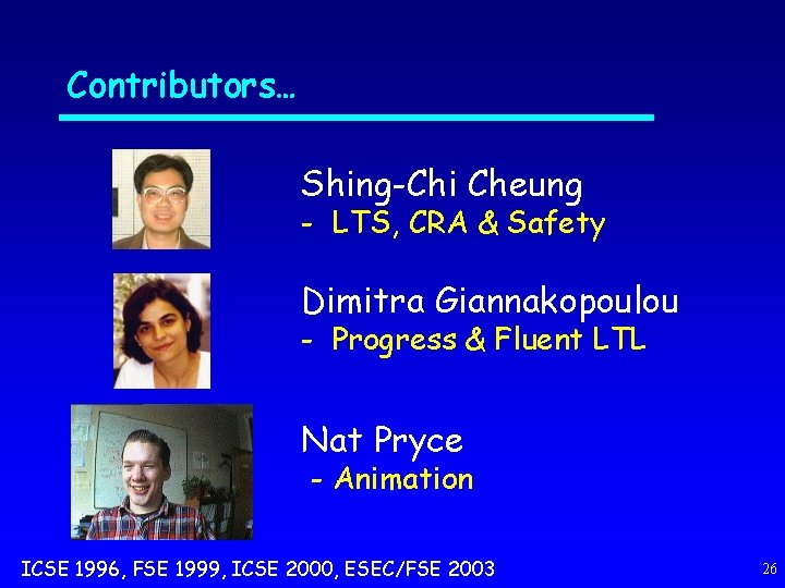 Contributors… Shing-Chi Cheung - LTS, CRA & Safety Dimitra Giannakopoulou - Progress & Fluent