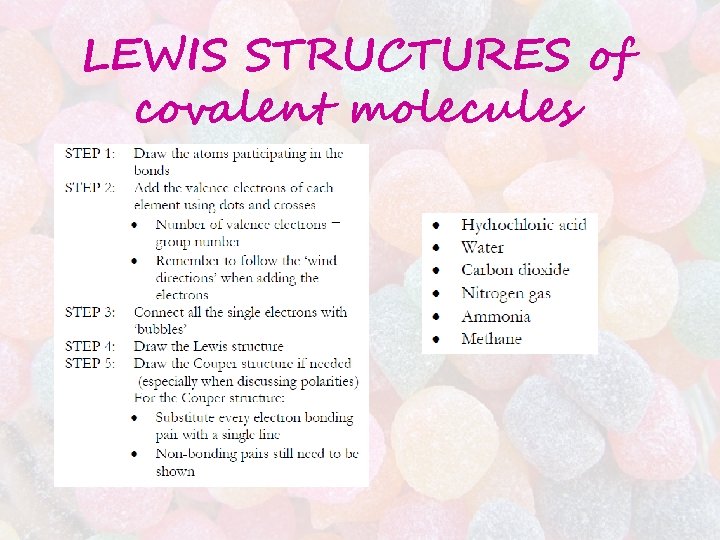 LEWIS STRUCTURES of covalent molecules 