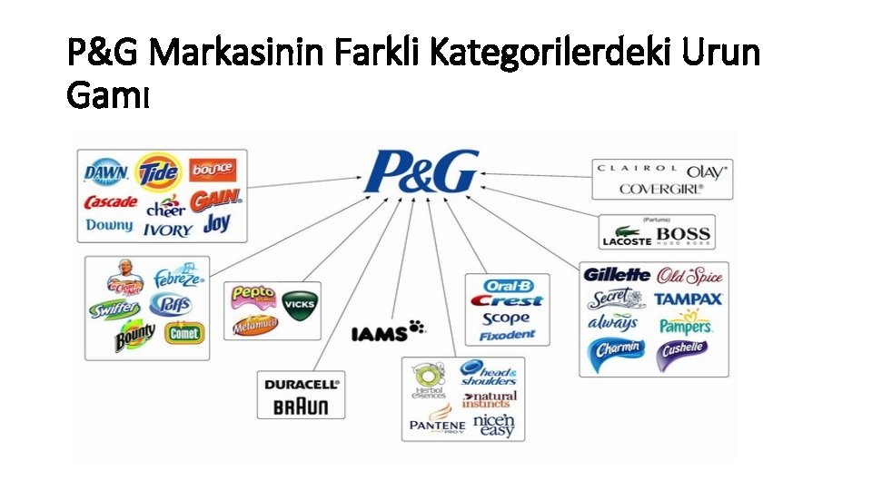 P&G Markasinin Farkli Kategorilerdeki Urun Gamı 