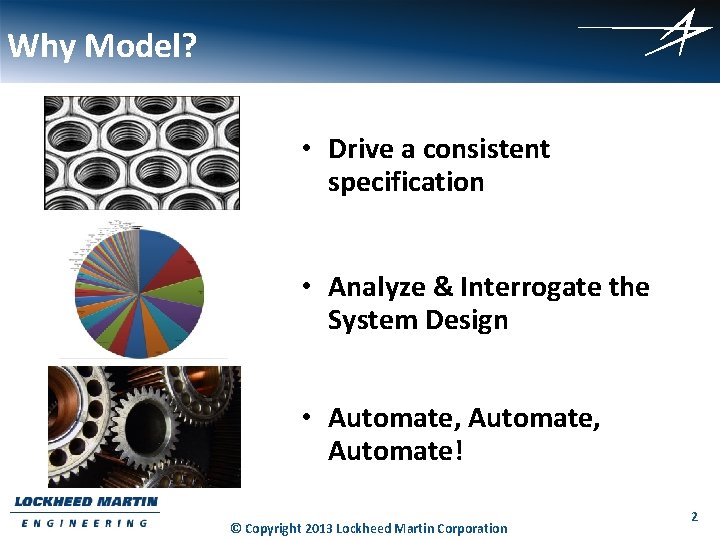 Why Model? • Drive a consistent specification • Analyze & Interrogate the System Design