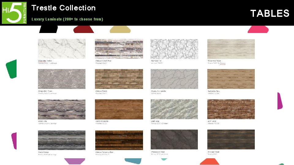Trestle Collection Luxury Laminate (200+ to choose from) TABLES 