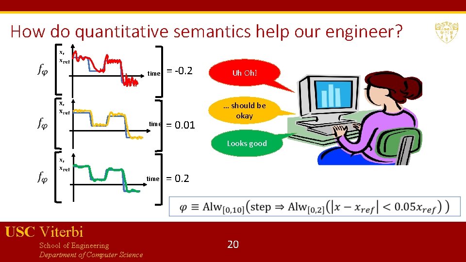 How do quantitative semantics help our engineer? time = -0. 2 = 0. 01